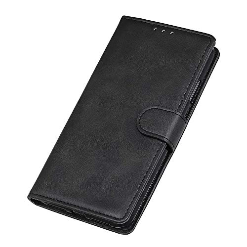 LEYAN Leder Folio Hülle für Realme Narzo 30A / Realme 7i (Global), Lederhülle Brieftasche Mit Kartensteckplätzen, Flip PU/TPU Handyhülle Schutzhülle Case Cover mit Ständer Funktion (Schwarz) von LEYAN