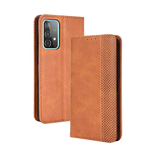 LEYAN Leder Folio Hülle für Samsung Galaxy A52 | A52 5G, Lederhülle Brieftasche Mit Kartensteckplätzen, Premium Flip PU/TPU Handyhülle Schutzhülle Case Cover mit Ständer Funktion (Braun) von LEYAN