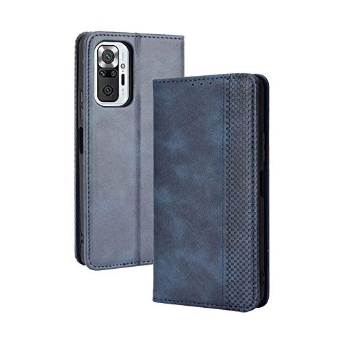 LEYAN Leder Folio Hülle für Xiaomi Redmi Note 10 Pro (6.67"), Lederhülle Brieftasche Mit Kartensteckplätzen, Premium Flip PU/TPU Handyhülle Schutzhülle Case Cover mit Ständer Funktion (Blau) von LEYAN