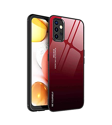 LEYAN Schutzhülle für Samsung Galaxy A32 5G, Schutzhülle mit Rückseite aus Hartglas + Rahmen aus weichem TPU-Silikon, widerstandsfähige Streifen, Bumper Case Cover (5) von LEYAN