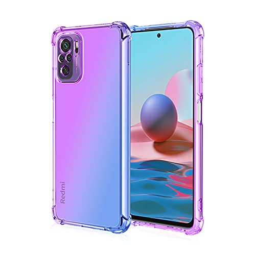 LEYAN Schutzhülle für Xiaomi Poco M5S/Redmi Note 10 4G/Note 10S, Farbverlauf, Silikon, Gel, stoßfest, TPU, Bumper, mit Anti-Kratzer, Purple/Blau von LEYAN