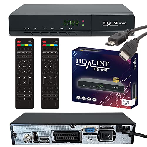HD-Line & Leyf 410 Digitaler Satelliten Receiver - DVB-S/DVB-S2 - Full HD 1080p Digital Satellit für TV + HD Kabel + 2X Fernbedienung [Vorprogrammiert für Astra, Hotbird und Türksat] von LEYF
