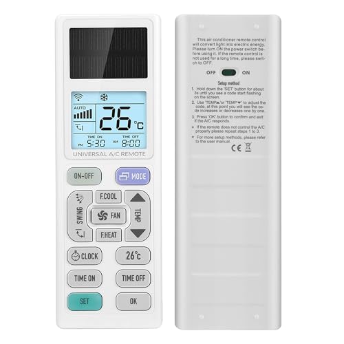 LEYF Universal Klimaanlage Fernbedienung, A/C LCD Hintergrundbeleuchtung, Ersatz, Klimagerä Fernbedienung, Bildschirm mit Licht und LED-Taschenlampe, die durch Lichtenergie betrieben Wird LEYF Universal Klimaanlage Fernbedienung, A/C LCD Hintergrundbeleuchtung, Ersatz, Klimagerä Fernbedienung, Bildschirm mit Licht und LED-Taschenlampe, die durch Lichtenergie betrieben Wird von LEYF