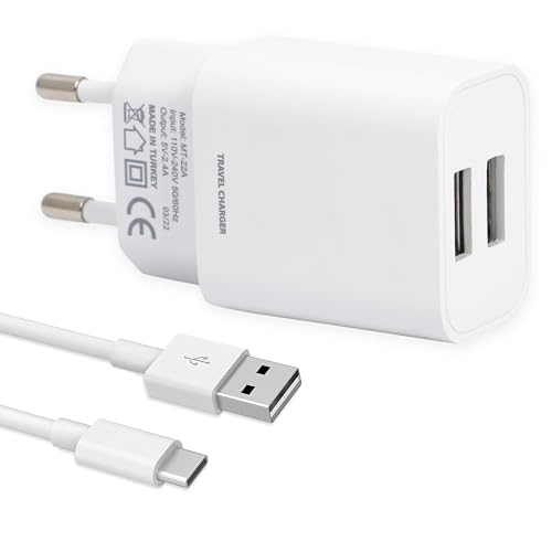 Leyf 12W 2-Port USB Ladegerät, Schnellladegerät, Netzteil, USB A auf Type-c Ladekabel (1m), Wandladegerät, Reiseladegerät, Power Adapter von LEYF