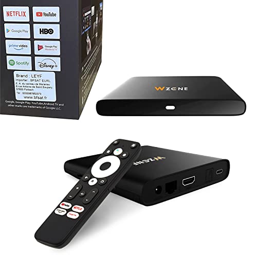 Leyf 4K UHD Android TV Box Original Licensed by Google LLC and Netflix, Disney, Prime Video WiFi, Type-C, HDMI 2.1, USB 3.0, Ethernet, MicroSD/Smart Tv, Chromecast, YouTube von LEYF