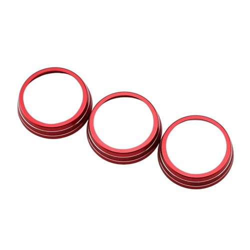LFDTO 3-teiliges Auto-Klimaanlagenschalterknopf Lautstärkeregler-Tastenabdeckungsring-Trimm Fit for Jeep Compass 2017 2018 2019 Automatisches AC-Zubehör(Red) von LFDTO