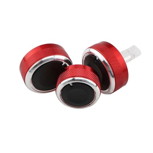 LFDTO Passend for Nissan TIIDA NV200 LIVINA 04-10 Passend for Geniss Sylphy 2012 3-teiliges Set aus Aluminiumlegierung for Auto-Klimaanlage, Knopf, Zubehör(Red) von LFDTO