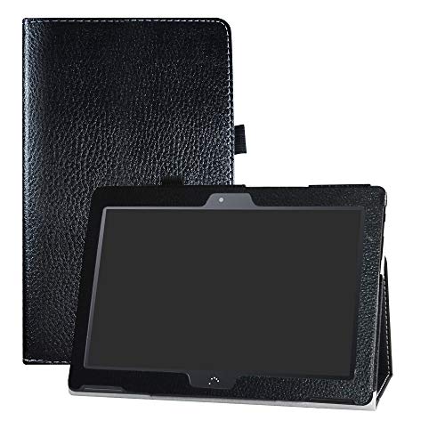 LFDZ BQ Aquaris M10 Hülle, Schutzhülle mit Hochwertiges PU Leder Tasche Case für 10.1" bq Aquaris M10 FullHD FHD HD/Aquaris M10 Ubuntu Edition Tablet,Schwarz von LFDZ