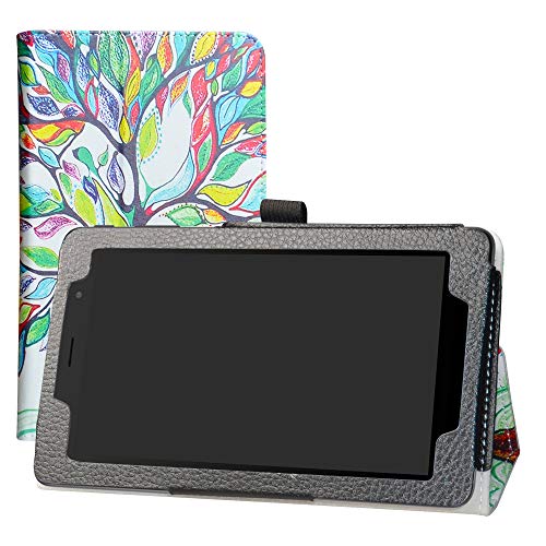 LFDZ Compatible with Alcatel 1T 7 inch Hülle,Schutzhülle mit Hochwertiges PU Leder Tasche Case für 7" ALCATEL 1T7 9309X 2021 / Alcatel 1T 7 inch 8068 Tablet,Love Tree von LFDZ