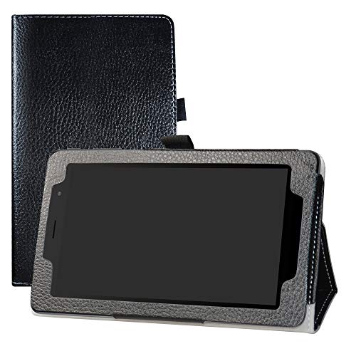 LFDZ Compatible with Alcatel 1T 7 inch Hülle,Schutzhülle mit Hochwertiges PU Leder Tasche Case für 7" ALCATEL 1T7 9309X 2021 / Alcatel 1T 7 inch 8068 Tablet,Schwarz von LFDZ