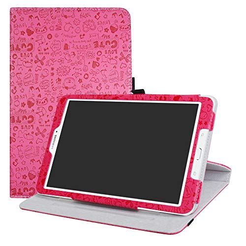 LFDZ Kompatibel mit Galaxy Tab E 9.6 Drehbarer Hülle,360° Drehbarer Stand Cover Premium Schutzhülle Tasche Etui mit Ständerfunktion Case für 9.6" Samsung Galaxy Tab E 9.6 T560 T561 Tablet,Pink von LFDZ