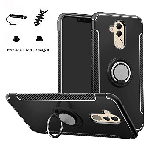 LFDZ Huawei Mate 20 Lite Hülle, 360 Rotation Verstellbarer Ring Grip Stand,Ultra Slim Fit TPU Schutzhülle für Huawei Mate 20 Lite (Not fit Mate 20 / Mate 20 Pro),Schwarz von LFDZ