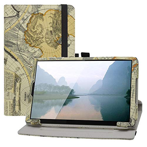 LFDZ Lenovo Tab M10 hülle,360° Drehbarer Stand Cover Premium Schutzhülle Tasche Etui mit Ständerfunktion Case für 10.1" Lenovo Tab M10 HD (2nd Gen) TB-X306X (Not Fit Lenovo tab M10 Plus),Map White von LFDZ