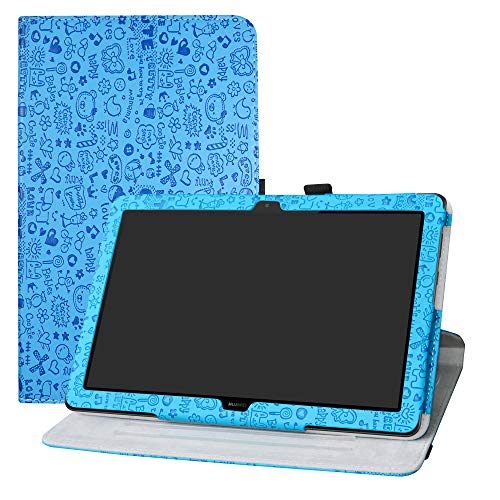 LFDZ MediaPad T5 10 Drehbarer Hülle 360° Drehbarer Stand Cover Premium Schutzhülle Tasche Etui mit Ständerfunktion Case für 10.0" Huawei MediaPad T5 2018 Tablet-PC,Blau von LFDZ