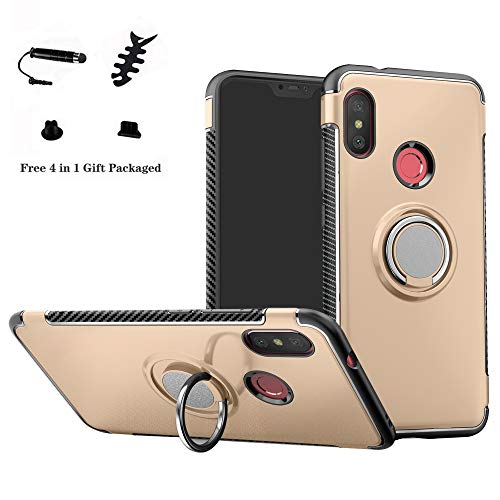 LFDZ Xiaomi Mi A2 Lite Hülle, 360 Rotation Verstellbarer Ring Grip Stand,Ultra Slim Fit TPU Schutzhülle für Xiaomi Mi A2 Lite/Xiaomi Redmi 6 Pro {Not fit Mi A2} (mit 4in1 Geschenk Verpackt),Gold von LFDZ