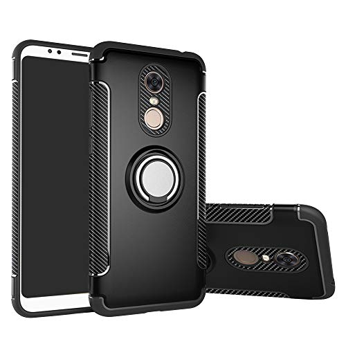 LFDZ Xiaomi Redmi 5 Plus Hülle, 360 Rotation Verstellbarer Ring Grip Stand,Ultra Slim Fit TPU Schutzhülle für Xiaomi Redmi 5 Plus {Not fit Redmi 5 / Redmi Note 5} (mit 4in1 Geschenk Verpackt),Schwarz von LFDZ