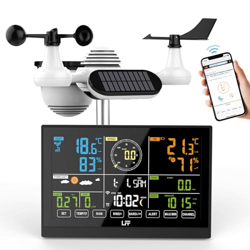LFF Wetterstation Funk mit Außensensor, Funkwetterstation mit Regenmesser, UV-Index, Windgeschwindigkeit/Richtung, Wettervorhersage, Barometer, WLAN-Wetterstationen mit 4 Stufen Hintergrundbeleuchtung LFF Wetterstation Funk mit Außensensor, Funkwetterstation mit Regenmesser, UV-Index, Windgeschwindigkeit/Richtung, Wettervorhersage, Barometer, WLAN-Wetterstationen mit 4 Stufen Hintergrundbeleuchtung von LFF