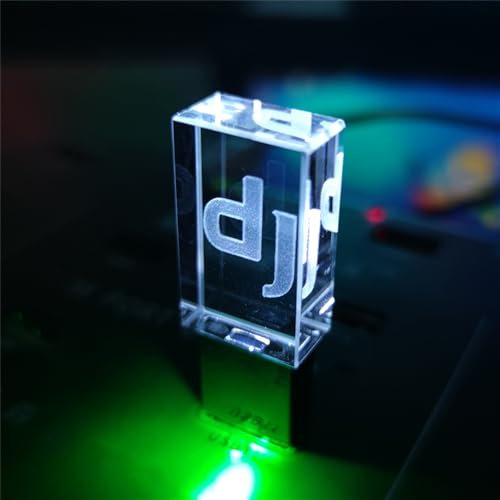 Acryl-USB-Stick, LED-Licht, DJ-USB-2.0-Flash-Laufwerke, tragbarer Speicherstick Schlüssel, elegantes Geschenk, USB-Laufwerk, Pendrive-Box, Verpackung (32 GB, weißes Licht) von LFRRDZ