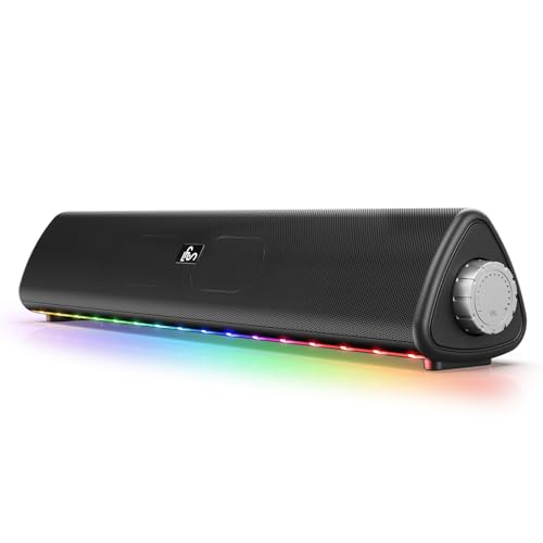 LFS PC Lautsprecher mit RGB LED-Beleuchtung, 12 W Spitzenleistung, USB-C Anschluss, Computer Lautsprecher für Gaming, PC, Monitor, Laptop, Musik von LFS