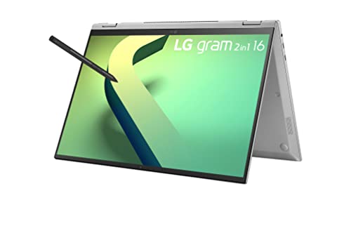 2022 LG gram 16 Zoll Ultralight 2-in-1 Convertible Notebook & Tablet - 1,480g Intel Core i7 (16GB RAM, 512GB SSD, 16:10 IPS Display mit Pen Touch, Thunderbolt 4, Win 11 Home, Mirametrix) - Silber von LG Electronics