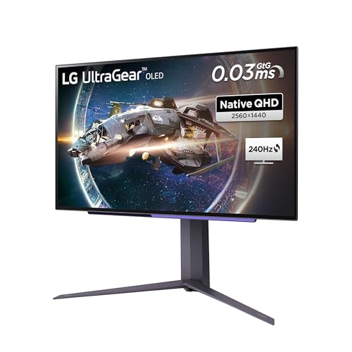 LG Electronics 27GR95QE-B UltraGear Gaming Monitor 27" (67,32 cm), OLED, 2.560 x 1.440, 16:9, WQHD 1440p, 98,5% DCI-P3, HDR10, 0,03 ms GtG, 200 cd/m², 240 Hz - Schwarz von LG Electronics