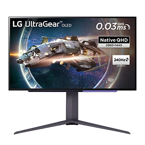 LG Electronics 27GR95QE-B UltraGear Gaming Monitor 27" (67,32 cm), OLED, 2.560 x 1.440, 16:9, WQHD 1440p, 98,5% DCI-P3, HDR10, 0,03 ms GtG, 200 cd/m², 240 Hz - Schwarz von LG Electronics