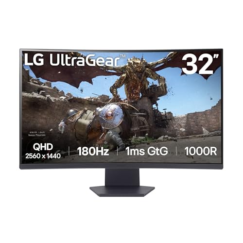 LG Electronics 32GS60QX-B.AEUQ UltraGear™ Curved QHD Gaming VA-Monitor 32" (80cm), 2560 x 1440, 16:9, 1ms GtG, 180 Hz, HDR10, 300 cd/m² Helligkeit (typ.), AMD FreeSync™, Dynamic Action Sync™ - Schwarz von LG Electronics