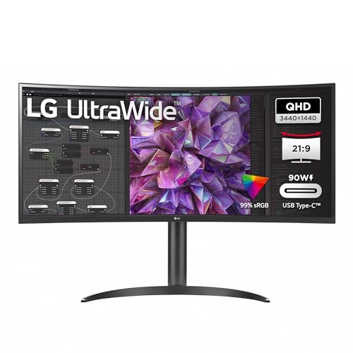 LG Electronics 34WQ75X-B.AEU IPS 21:9 UltraWide Monitor 34" (86,72 cm), TFT-LCD Aktiv Matrix mit White LED Backlight, Anti-Glare, Schwarz von LG Electronics