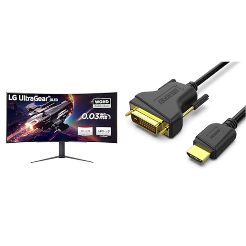 LG Electronics 45GR95QE-B Ultragear Gaming Monitor 45" (113 cm) & BENFEI HDMI auf DVI 1.8 Meter Kabel mit 1080P High Speed Adapter für Apple von LG Electronics