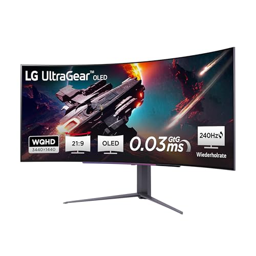 LG Electronics 45GS96QB-B.AEU Curved UltraGear OLED Gaming Monitor 45", 3440 x 1440, 21:9, 0,03 ms GtG, 240 Hz, 98% DCI-P3, HDR400 TRUE BLACK, NVIDIA G-Sync Compatible, AMD FreeSync Pre. Pro - Schwarz von LG Electronics