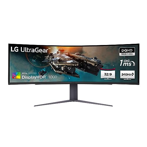 LG Electronics 49GR85DC-B UltraGear Curved Gaming Monitor 49" (123,8 cm), Dual QHD, LED LCD, 5120 x 1440, 32:9, 95% DCI-P3, HDR10, DisplayHDR 1000, 1 ms GtG, 450 cd/m², 240 Hz - Grau von LG Electronics