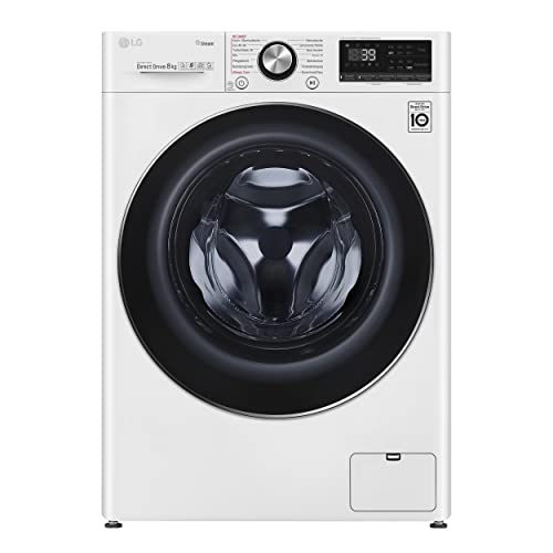 LG Electronics Waschmaschine mit AI DD| 8 kg | 1400 U/Min. | Steam | TurboWash 360 degree | ThinQ | F4WV908P2E, Weiß von LG Electronics