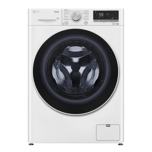 LG F4WV7080, Klasse A, Frontlader-Waschmaschine 8 kg, 1400 U/Min, AI Direct Drive, Wi-Fi, Tiefenreinigung mit Dampf, Große Kapazität, TRIPLE A, Außentür aus Sicherheitsglas, 62 x 60 x 85 cm ꟷ Weiß von LG Electronics