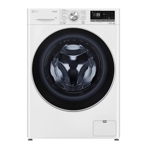 LG F4WV709P1E, Klasse A, Frontlader-Waschmaschine 9 kg, Wi-Fi, AI Direct Drive, Tiefenreinigung mit Dampf, TurboWash 360°, Große Kapazität, Außentür aus gehärtetem Glas, 60 x 62 x 85 cm ꟷ Weiß von LG Electronics