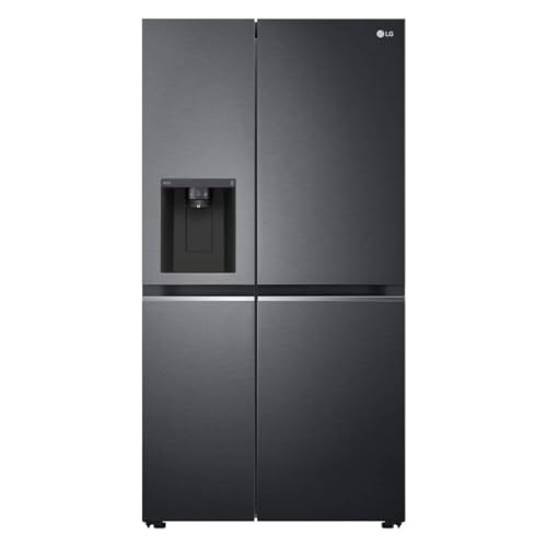 LG GSLV71MCLE, Klasse E, 635 L, Side-by-Side Kühlschrank, Eis-, Crushed Ice- Wasserspender, Total No-Frost, DoorCooling+, LINEARCooling, Inverter Linear Kompressor, Wi-Fi ꟷ Matte Black Steel von LG Electronics