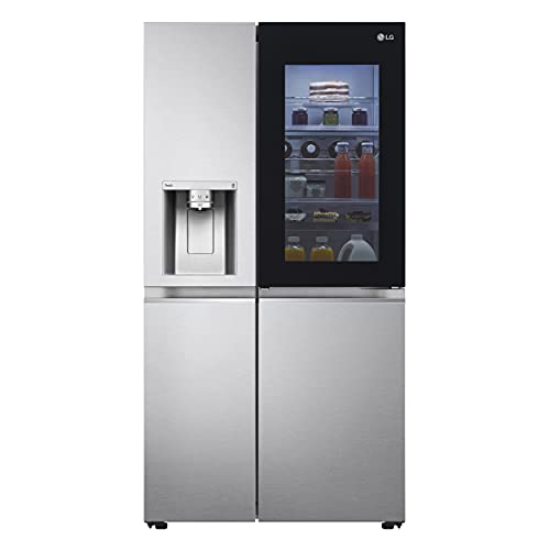 LG GSXV91BSAF, Klasse F, 635 L, Side-by-Side Kühlschrank mit InstaView, Total No Frost mit Gefrierfach, Crushed Ice - & Wasserspender mit UVnano, DoorCooling+, LINEARCooling, Wi-Fi ꟷ Brushed Steel von LG Electronics