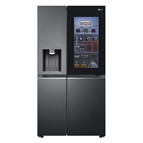 LG GSXV91MCAF, Klasse F, 635 L, Side-by-Side Kühlschrank mit InstaView, Total No-Frost mit Gefrierfach, Crushed Ice- Wasserspender mit UVnano, DoorCooling+, LINEARCooling, Wi-Fi ꟷ Matte Black von LG Electronics