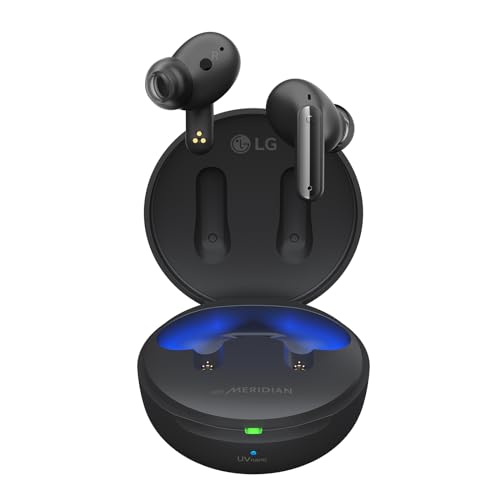 LG TONE Free DFP8 In-Ear Bluetooth Kopfhörer mit MERIDIAN-Technologie, ANC (Active Noise Cancellation), UVnano & IPX4-Spritzwasserschutz - Schwarz von LG Electronics