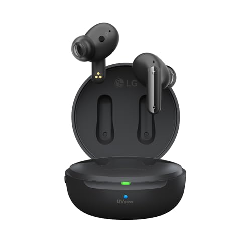 LG TONE Free DFP9 In-Ear Bluetooth Kopfhörer mit Dolby Atmos-Sound, MERIDIAN-Technologie, ANC (Active Noise Cancellation), UVnano & IPX4-Spritzwasserschutz - Schwarz von LG Electronics