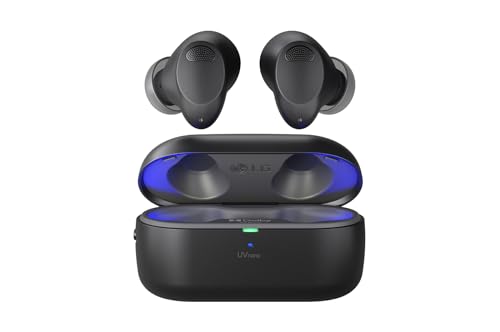 LG TONE Free T90S In-Ear Bluetooth Kopfhörer mit Dolby Atmos-Sound, MERIDIAN-Technologie, ANC (Active Noise Cancellation), UVnano & IPX4-Spritzwasserschutz - Schwarz von LG Electronics