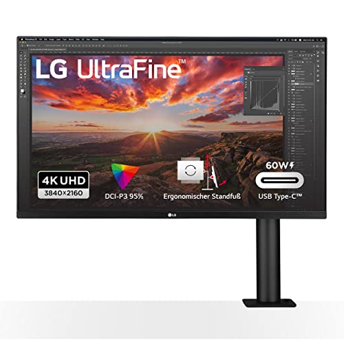 LG UltraFine Ergo 4K IPS Monitor 32UN880-B.BEU 80,01cm - 31,5 Zoll, UHD, 3840x2160, ergonomischer Standfuß, HDR10, Gaming Features, AMD Radeon FreeSync, Schwarz von LG Electronics