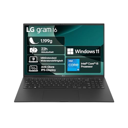 LG, 16 Zoll, gram, LG Notebook, 40.6cm, Intel i5, 16GB DDR4, 1TB Dual SSD, Garantie 24 Monate, 2560 x 1600, Dolby Atmos, 16Z90RU-G.AA58G LG, 16 Zoll, gram, LG Notebook, 40.6cm, Intel i5, 16GB DDR4, 1TB Dual SSD, Garantie 24 Monate, 2560 x 1600, Dolby Atmos, 16Z90RU-G.AA58G von LG Electronics
