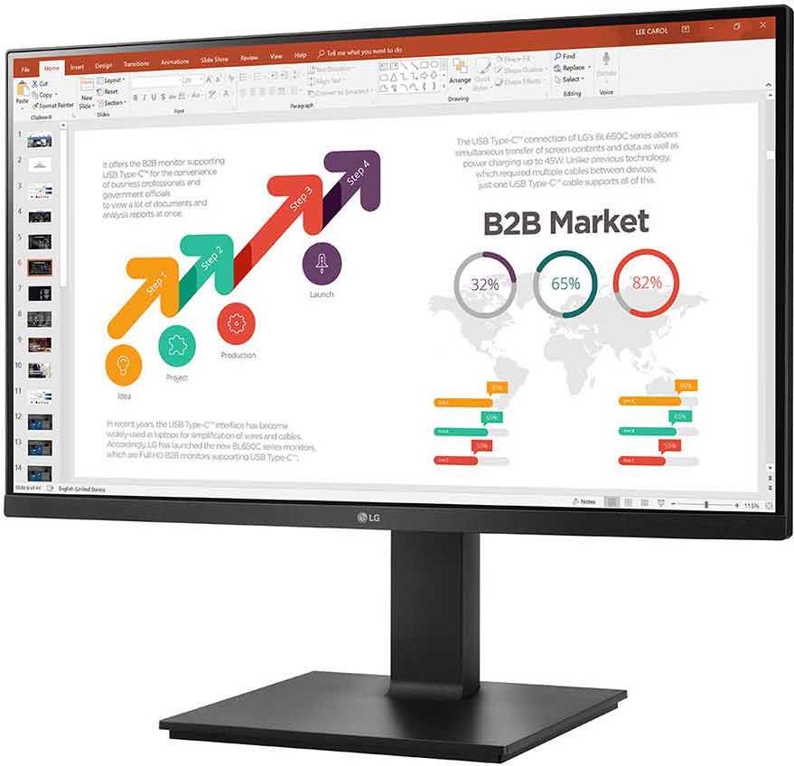 LG 24BP45SP-B LED-Monitor 60,5 cm (23.8 ) 1920 x 1080 Pixel Full HD Schwarz [Energieklasse E] (24BP45SP-B.AEU) von LG
