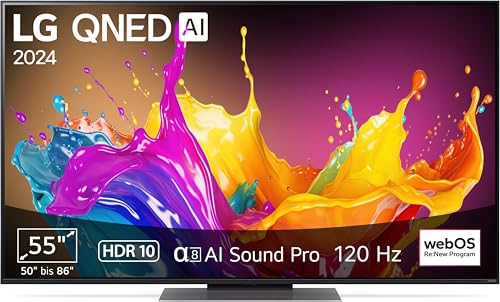 LG 55QNED86T6A TV 55" (139 cm) QNED Fernseher (α8 4K AI-Prozessor, webOS 24, HDR10, bis zu 120Hz) [Modelljahr 2024] von LG