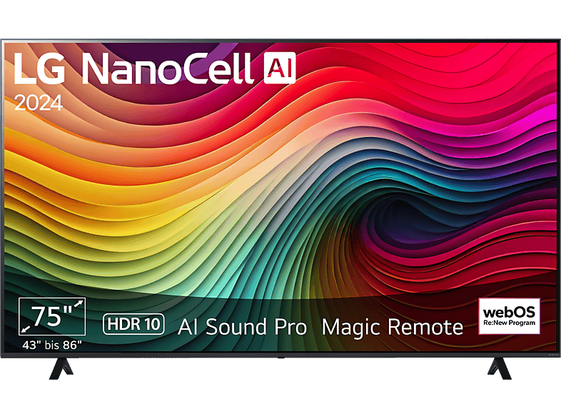 LG 75NANO81T6A NanoCell TV (Flat, 75 Zoll / 190 cm, UHD 4K, SMART TV, webOS 24 mit ThinQ) von LG