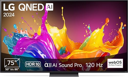 LG 75QNED86T6A TV 75" (190 cm) QNED Fernseher (α8 4K AI-Prozessor, HDR10, bis zu 120Hz) [Modelljahr 2024] von LG