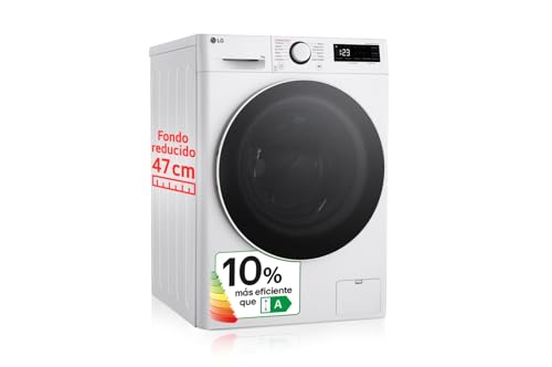 LG F2WR5S09A0W Intelligente Waschmaschine, 9 kg, AI-Direktlaufwerk, 1200 U/min, Frontlader, Turbo-Baumwolle, Dampfdampf, reduzierter Boden, Klasse A, Serie 500 Slim, Weiß von LG