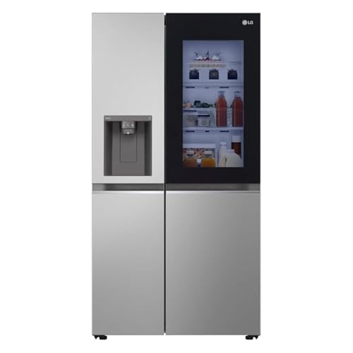 LG GSGV81PYLL, Klasse E, 635 L, Side-by-Side Kühlschrank mit InstaView, Total NoFrost mit Gefrierfach, Crushed Ice- Wasserspender mit UVnano, DoorCooling+, LINEARCooling, Wi-Fi ꟷ Prime Silver von LG