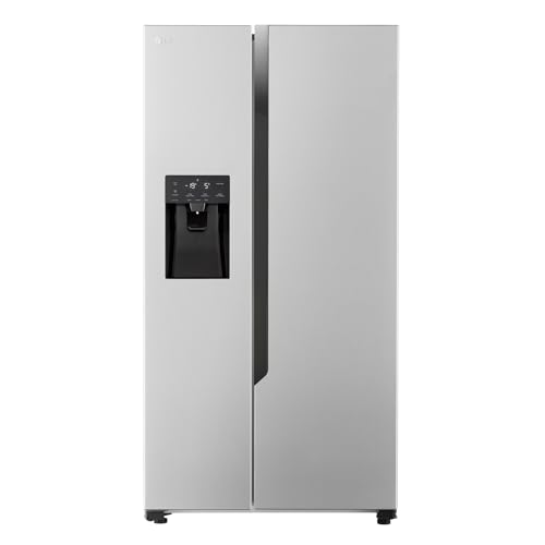 LG GSM32HSBEH, Klasse E, 562 L, Side-by-Side Kühlschrank, Total No Frost, Eis-, Crushed Ice- und Wasserspender, Wassertank, Express Cooling, 91,0 x 69,3 x 178,6 cm, Silber von LG