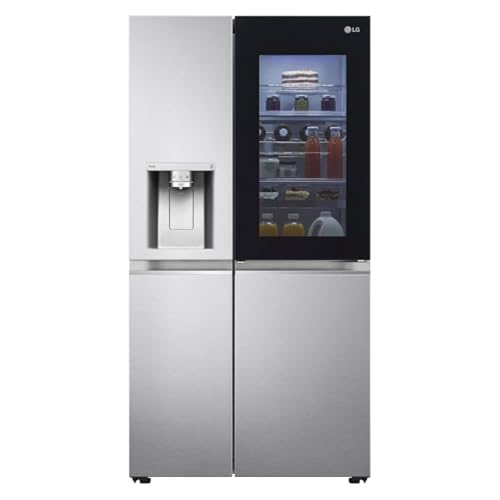 LG GSXV90BSDE, Klasse E, 635 L, Side by Side Kühlschrank, InstaView, Total NoFrost, DoorCooling+, LINEARCooling, UV Nano Technologie, 91,3 x 73,5 x 179 cm ꟷ Brushed Steel Silver von LG